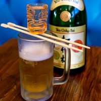 SAKE BOMB ASAHI BEER AND SAKE SHOT - Kow Restaurant